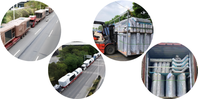A large shipping container being loaded onto a cargo ship at a port.